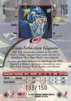 1997-98 Donruss Canadian Ice - Dominion Series #146 Jean-Sebastien Giguere Back