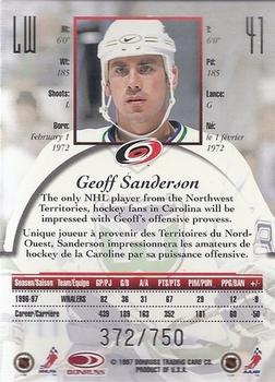 1997-98 Donruss Canadian Ice - Provincial Series #41 Geoff Sanderson Back