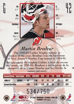 1997-98 Donruss Canadian Ice - Provincial Series #42 Martin Brodeur Back