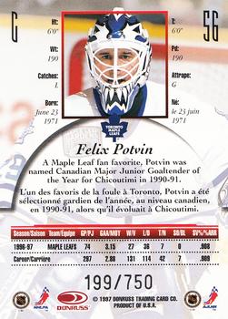 1997-98 Donruss Canadian Ice - Provincial Series #56 Felix Potvin Back