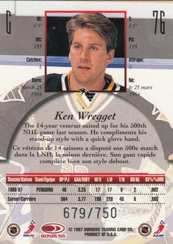 1997-98 Donruss Canadian Ice - Provincial Series #76 Ken Wregget Back