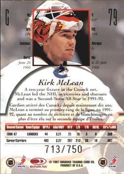 1997-98 Donruss Canadian Ice - Provincial Series #79 Kirk McLean Back