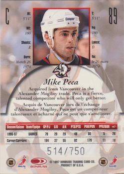 1997-98 Donruss Canadian Ice - Provincial Series #89 Mike Peca Back
