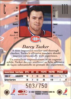1997-98 Donruss Canadian Ice - Provincial Series #111 Darcy Tucker Back