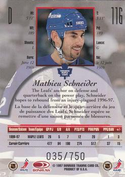 1997-98 Donruss Canadian Ice - Provincial Series #116 Mathieu Schneider Back