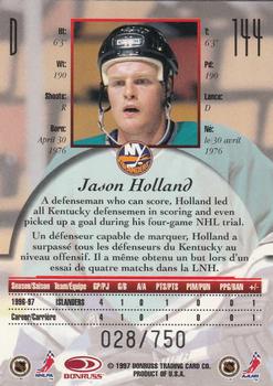 1997-98 Donruss Canadian Ice - Provincial Series #144 Jason Holland Back