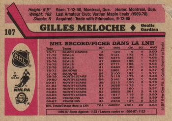 1987-88 O-Pee-Chee #107 Gilles Meloche Back