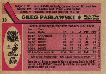 1987-88 O-Pee-Chee #10 Greg Paslawski Back