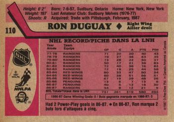 1987-88 O-Pee-Chee #110 Ron Duguay Back
