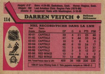 1987-88 O-Pee-Chee #114 Darren Veitch Back