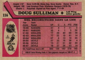 1987-88 O-Pee-Chee #116 Doug Sulliman Back