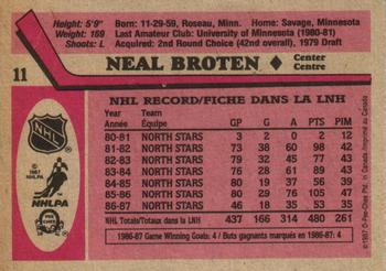 1987-88 O-Pee-Chee #11 Neal Broten Back
