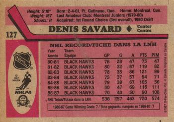 1987-88 O-Pee-Chee #127 Denis Savard Back