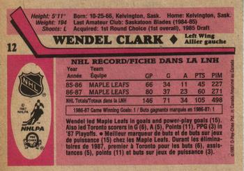 1987-88 O-Pee-Chee #12 Wendel Clark Back