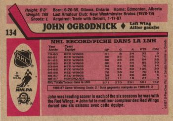 1987-88 O-Pee-Chee #134 John Ogrodnick Back