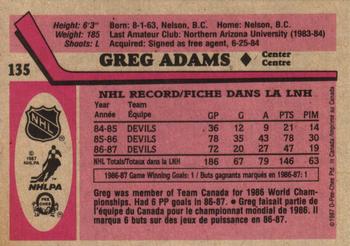 1987-88 O-Pee-Chee #135 Greg Adams Back