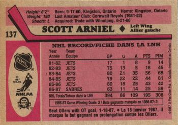 1987-88 O-Pee-Chee #137 Scott Arniel Back