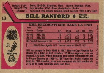 1987-88 O-Pee-Chee #13 Bill Ranford Back