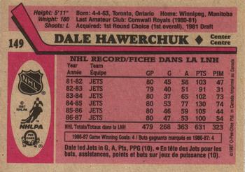 1987-88 O-Pee-Chee #149 Dale Hawerchuk Back
