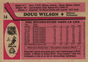 1987-88 O-Pee-Chee #14 Doug Wilson Back