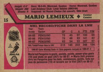 1987-88 O-Pee-Chee #15 Mario Lemieux Back