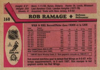 1987-88 O-Pee-Chee #160 Rob Ramage Back