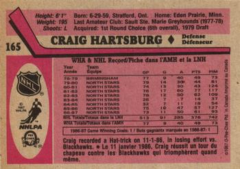 1987-88 O-Pee-Chee #165 Craig Hartsburg Back