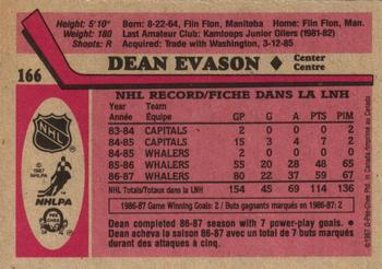 1987-88 O-Pee-Chee #166 Dean Evason Back