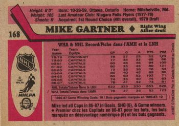 1987-88 O-Pee-Chee #168 Mike Gartner Back