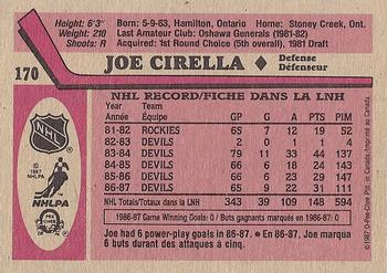 1987-88 O-Pee-Chee #170 Joe Cirella Back