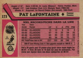1987-88 O-Pee-Chee #173 Pat LaFontaine Back