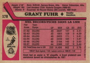 1987-88 O-Pee-Chee #178 Grant Fuhr Back