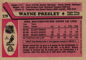1987-88 O-Pee-Chee #179 Wayne Presley Back