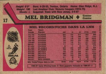 1987-88 O-Pee-Chee #17 Mel Bridgman Back