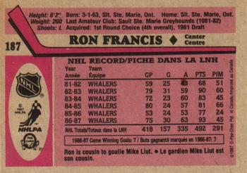 1987-88 O-Pee-Chee #187 Ron Francis Back
