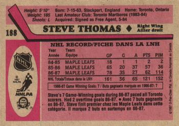 1987-88 O-Pee-Chee #188 Steve Thomas Back