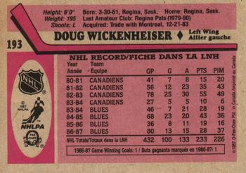 1987-88 O-Pee-Chee #193 Doug Wickenheiser Back