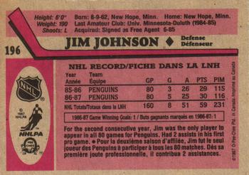 1987-88 O-Pee-Chee #196 Jim Johnson Back