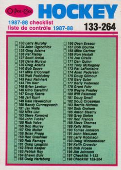 1987-88 O-Pee-Chee #198 Checklist: 133-264 Front