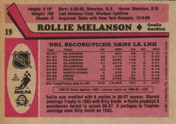 1987-88 O-Pee-Chee #19 Rollie Melanson Back