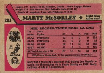 1987-88 O-Pee-Chee #205 Marty McSorley Back
