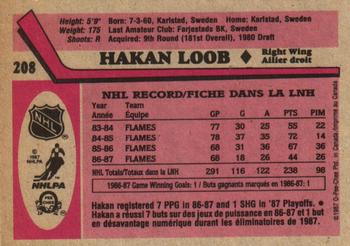 1987-88 O-Pee-Chee #208 Hakan Loob Back