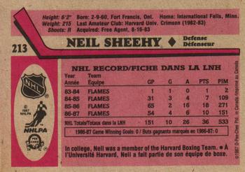 1987-88 O-Pee-Chee #213 Neil Sheehy Back
