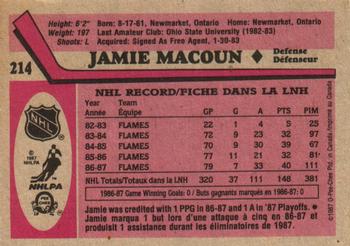 1987-88 O-Pee-Chee #214 Jamie Macoun Back