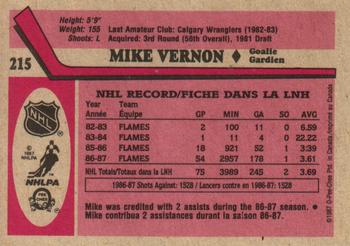 1987-88 O-Pee-Chee #215 Mike Vernon Back