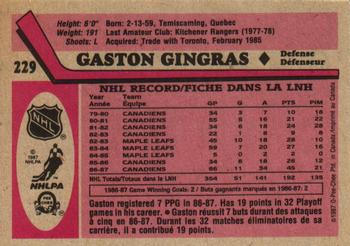 1987-88 O-Pee-Chee #229 Gaston Gingras Back