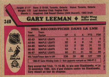 1987-88 O-Pee-Chee #240 Gary Leeman Back