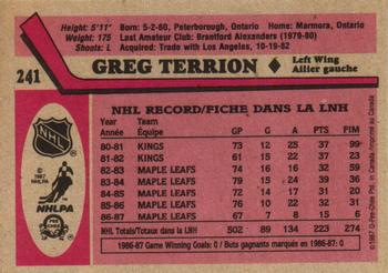 1987-88 O-Pee-Chee #241 Greg Terrion Back