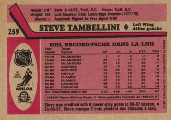 1987-88 O-Pee-Chee #259 Steve Tambellini Back