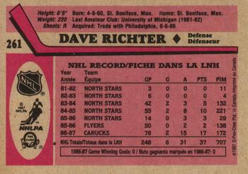 1987-88 O-Pee-Chee #261 Dave Richter Back